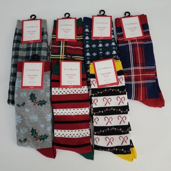 Club Room Holiday, Christmas, Navidad, Winter, 7PK Crew Socks - Picture 1 of 8